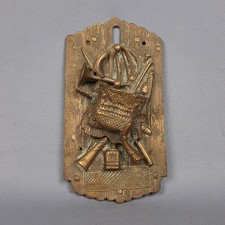 Scultura Bronzo Altorilievo Da Muro Trofeo Musicale Cornamusa Vintage XX Sec.