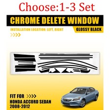 For 2008-2012 Honda Accord Sedan Glossy Black Delete Blackout Vinyl Overlay 1-3x