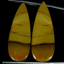 21.10Cts.Natural Best Polygram Jasper Pair Pear Cabochon Gemstone 11X28X4MM