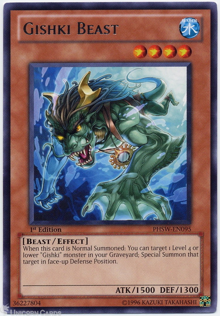 PHSW-EN095 Gishki Beast Rare 1st Edition Mint Yu-Gi-Oh! Card