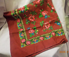 Vintage floral scarf 30" x 30" bright vivid colors