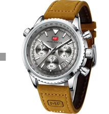Mini Focus Pilot  Leather Band Mens Watch