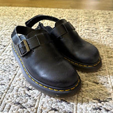 Dr. Martens Jorge II Black Leather Buckle Clogs Mules Mary Jane EU 39