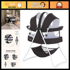 Lightweight Portable Baby Bassinet, Quick Fold, Adjustable Canopy, Large Storage