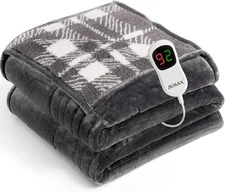Heated Electric Blanket Full Size - 72"x84" Flannel Heating 72x84, Grey 