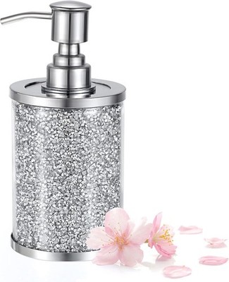 BTSKY Sparky Glass 350ml Seifenspender Flasche - zerkleinerte Diamantenm, Silber
