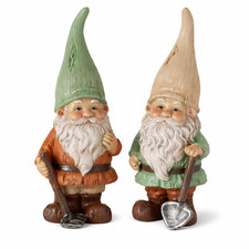 Gartenzwerge Zwergenfiguren 2er Set – Kunstharz, handbemalt, 18 cm Gartenfigur