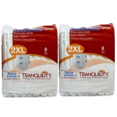 Tranquility SmartCore Brief Adult diapers 2XL (XXL) Breathable 2 pks of 8 (16ct)