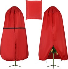 Upright Christmas Tree Storage Bag Zipper Adjustable Straps 9 Ft Red Holiday