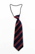Kids Boys Navy  Red Diagonal Patterned Elastic Neck Tie