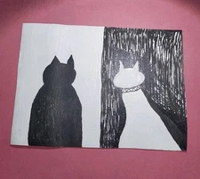 GAT CATS Abstract IMPRESSIONISM ORIGINAL COLLECTIBLE WHIMSICAL 6x8 Canvas