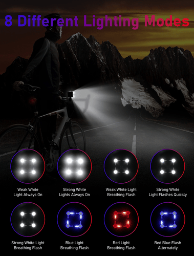 Bocina de luz de bicicleta impermeable IPX6 impermeable USB carga faro linterna - Imagen 8 de 17