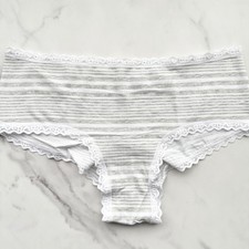 Victoria's Secret Lace-Trim Cotton Lace-Waist Cheeky Panty SZ L/XL