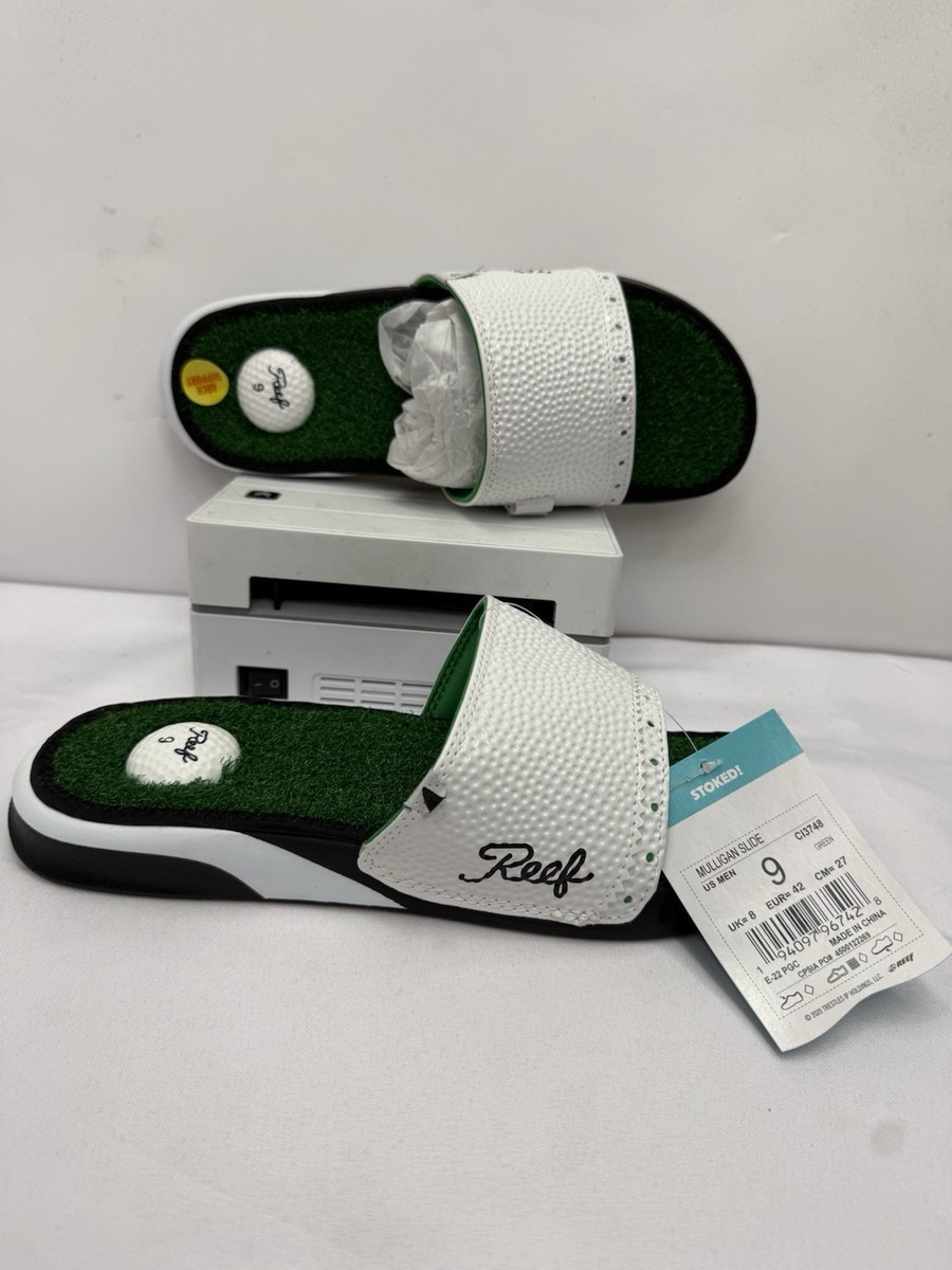 S‼️ Reef Mulligan Golf Slide Men's Sandals Green 9 Medium Putting