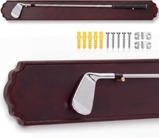 Brown Golf Club Display Case Wall Mount Wooden Single Club Holder Rack