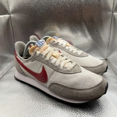 Size 9.5 Nike Waffle Trainer 2 White Smoke Gray Gym Red Mens Sneakers DJ6054-101