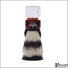 Omega Deluxe Boar Shaving Brush W/stand 81025 Faceted Red/clear