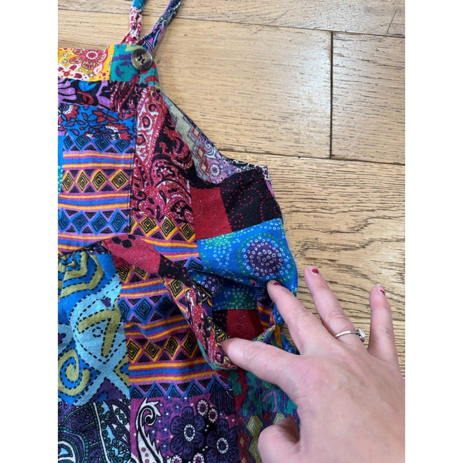 Boho Patchwork Romper Spaghetti Straps Bohemian H… - image 7