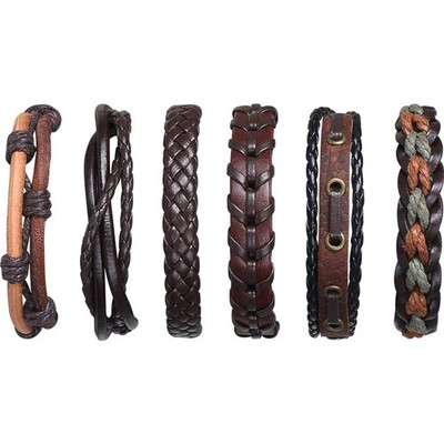 Armbänder Set Geflochten 6 Stück Punk Rock Damen Herren Schmuck