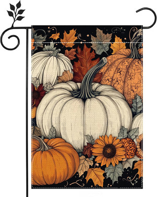 Fall Pumpkin Garden Flag for outside 12X18 Inch Double Sided Burlap Autumn Thank