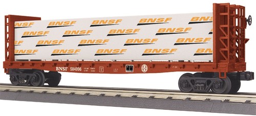 MTH 30-76647 calibre O BNSF mampara coche plano con carga de madera LN/caja | Condition: Used
