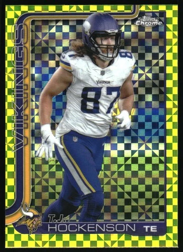 2025 Topps Chrome #200 T.J. Hockenson Lime Green X-Fractor