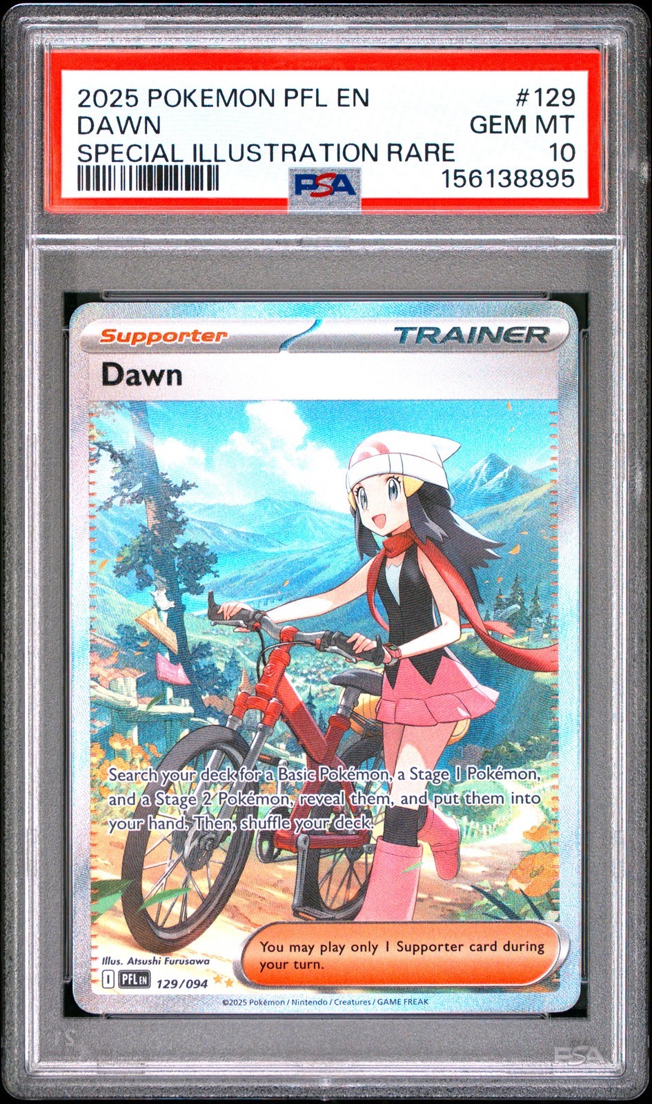 2025 POKEMON PFL EN-PHANTASMAL FLAMES SPECIAL ILLUSTRATION RARE #129 DAWN PSA 10