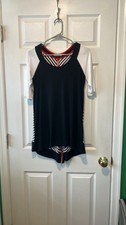 Black and White Women's shirtdress zipper back raglan sleeve inside out brand XS