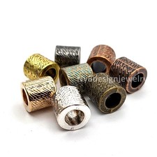 8x8mm Textured Brass Barrel Beads Large Hole Spacer Beads for Jewelry Making 6pc