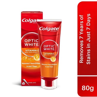 4 x 80g Colgate OPTIC WHITE VITAMIN C toothpaste New! Visible whitening