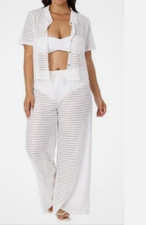 Hurley Women's Swim Cover Up Lightweight Crochet 2-Peice Set White XL NEW