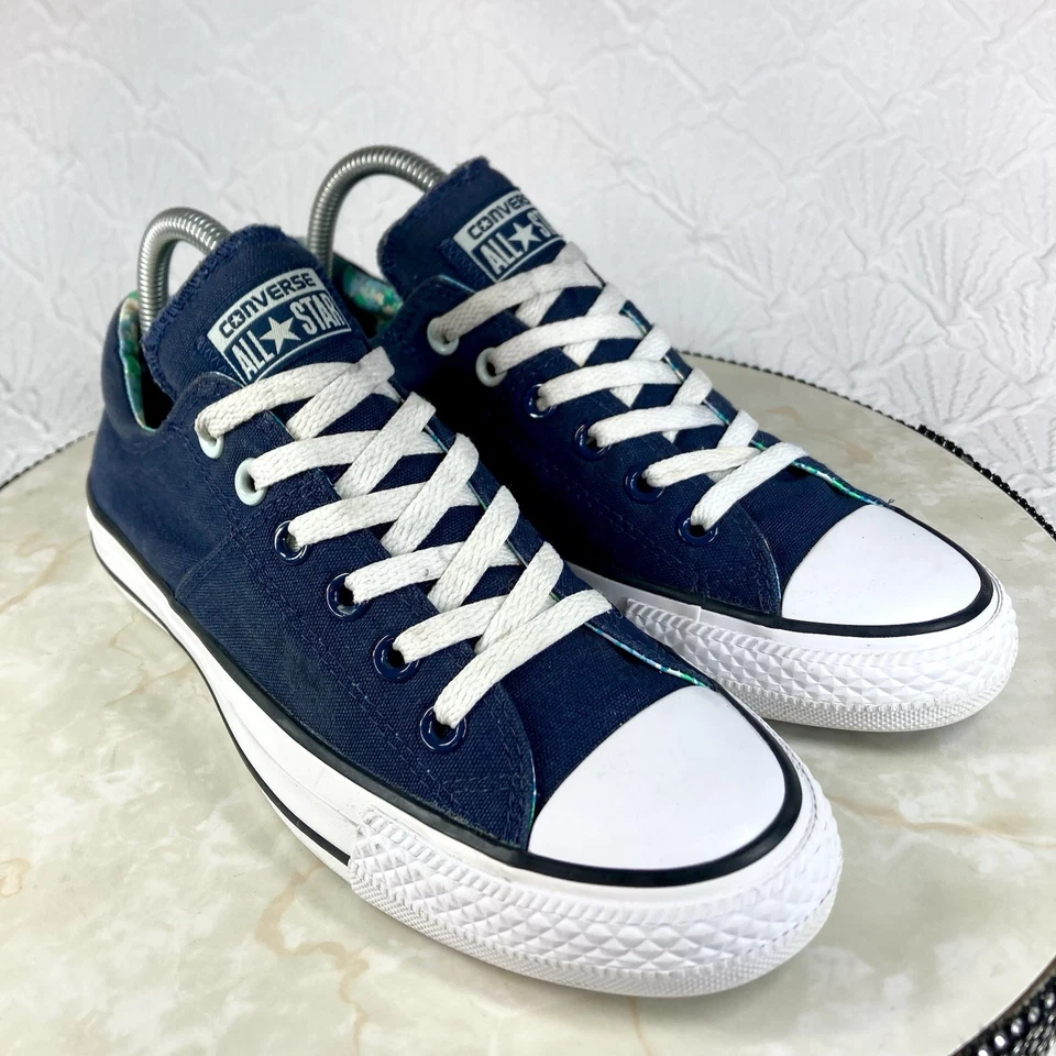 Zapatillas deportivas Converse para mujer 8 azul marino parte superior baja forro floral ropa de calle zapatos de skate Foto 2 de 4