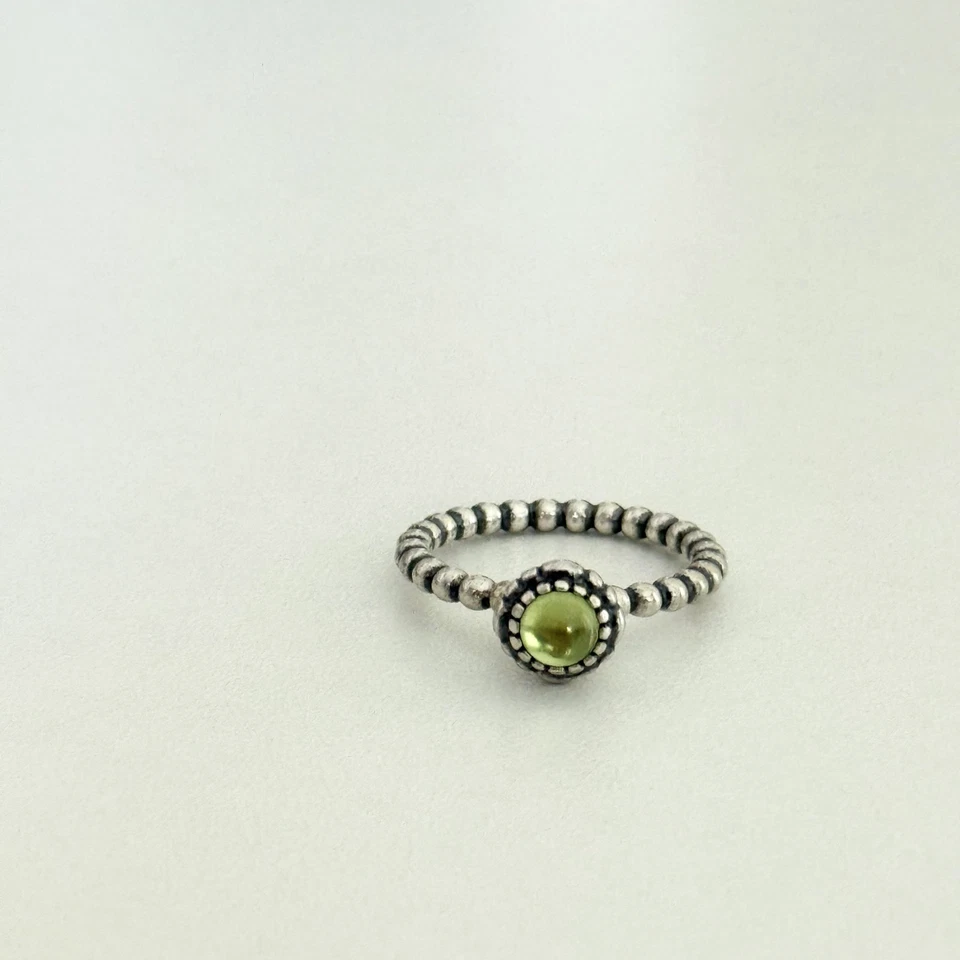 Pandora Peridot Birthday Blooms August Birthstone Sterling Silver Ring Size 7 - Image 2 of 4