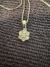 Sterling Silver Round Diamond Cluster Pendant Necklace 1/4ct, 18", 1.47g