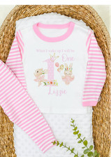Personalised When I wake up Pink Ballerina Pink Striped Pyjamas