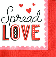 2 Individual Paper Decoupage Beverage Size Napkin 93 Love Heart Valentine's Day