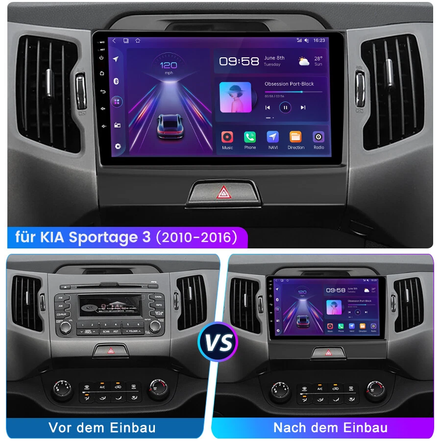 6+128GB Autoradio Für KIA Sportage 3 2010-2016 CarPlay Android 13 GPS Navi DAB+ - Bild 2 von 4