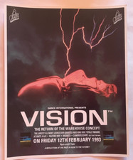 VISION - A4+ RAVE FLYER - 12/2.1993 - WISBECH, CAMBRIDGESHIRE - LIKE NEW - LOOK