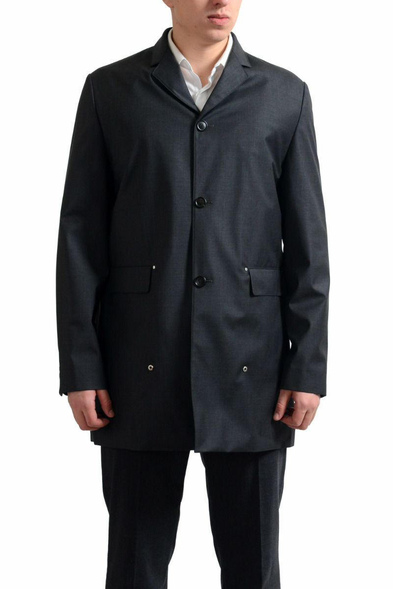 Dior Mens Gray 100 Virgin Wool Button Down Trench Coat US S M 258390₽