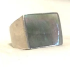Vintage Sterling Silver Abalone Ring Size 7 10.9g Rectangle Bulky