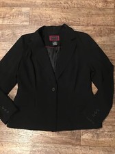 George Classic Black Blazer Size 12 Lined Polyester Preppy Basic