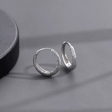 13mm Small Silver Hoop Earrings for Men,Streetwear Unisex Punk Hip Hop Earrings