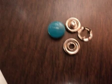 SNAPS-SCOVILL METAL PRONG CAP- 4 PT-FROSTED AQUA- 7/16"-1 DOZEN-MADE IN USA