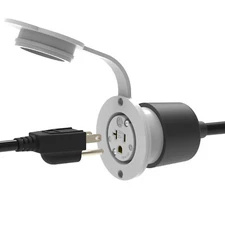 WHITE 125V 20A Flanged Outdoor Power Outlet Receptacle RV Boat 110V 5-20 5379