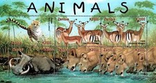 ZAMBIA 2001 ANIMALS M/S SC#923 BIG CATS, PIG mnhFREE SHIPPING