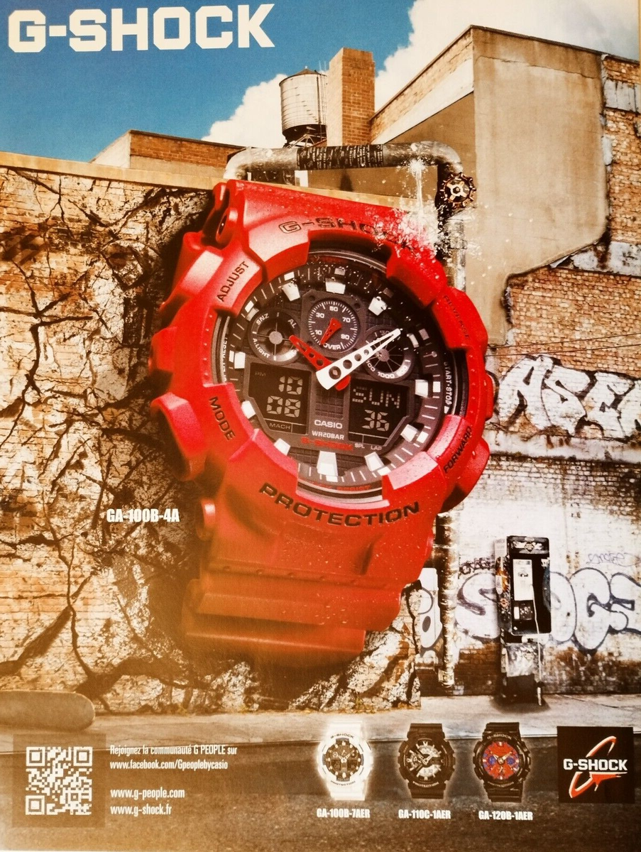 G-SHOCK CASIO vintage watch Print Ad!! Red GA-100B GA-120B
