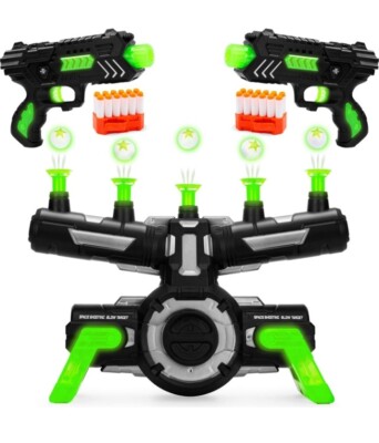 Glow-In-The-Dark Floating Target & Blaster Set 24 Darts 20 Targets 2 Guns