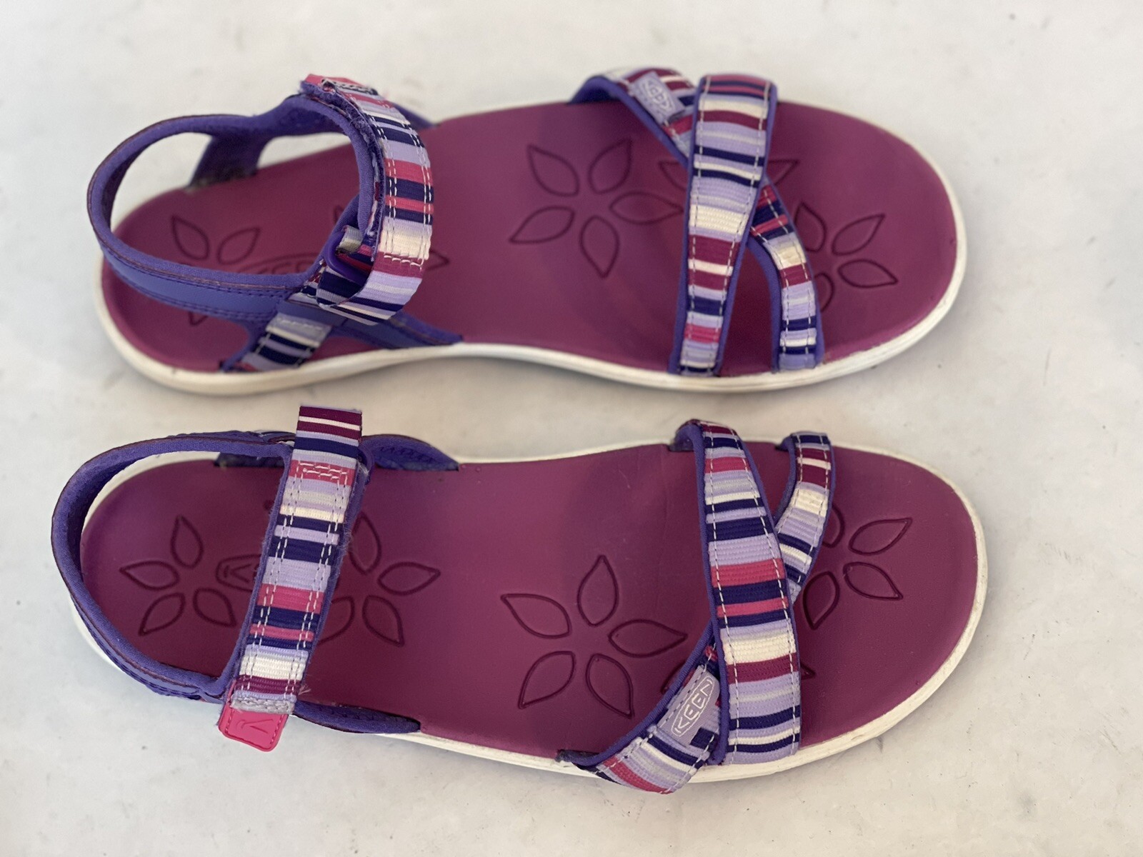 Sandali Keen viola rosa a righe slingback gancio passante casual outdoor donna 6 M