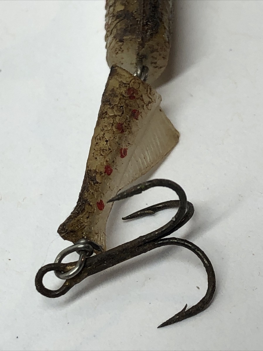 depose fishing lure made in france Vintage Rare France Depose Jointed Tail End Treble Hook Fishing Lure