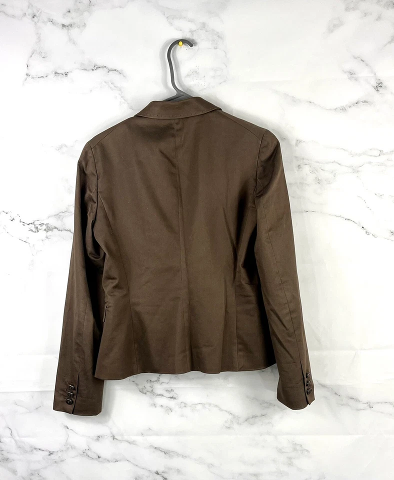 Blazer Clásico Rebecca Taylor Talla 2 Marrón Carrera Oficina Negocios Neutro Foto 4 de 4